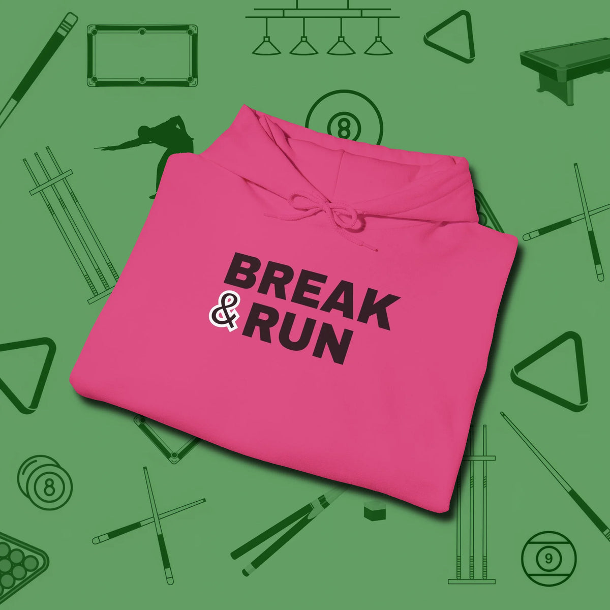 Break & Run Hoodie, folded view, in Heliconia it’s not a hobby — it’s a lifestyle