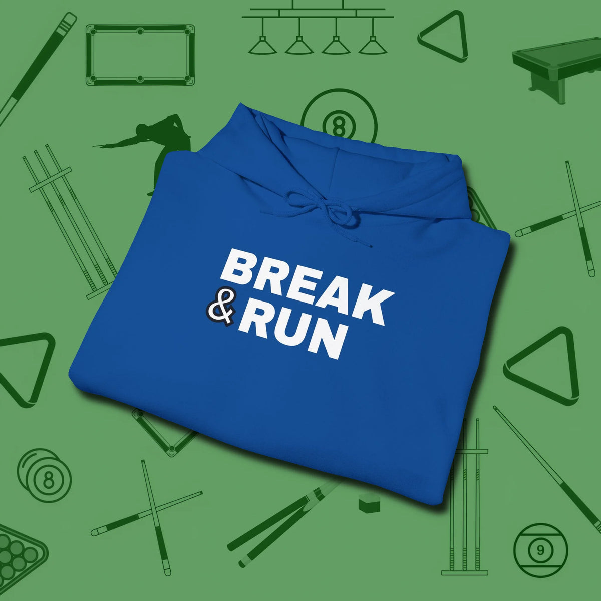 Break & Run Hoodie, folded view, in Royal table-tested, street-approved style