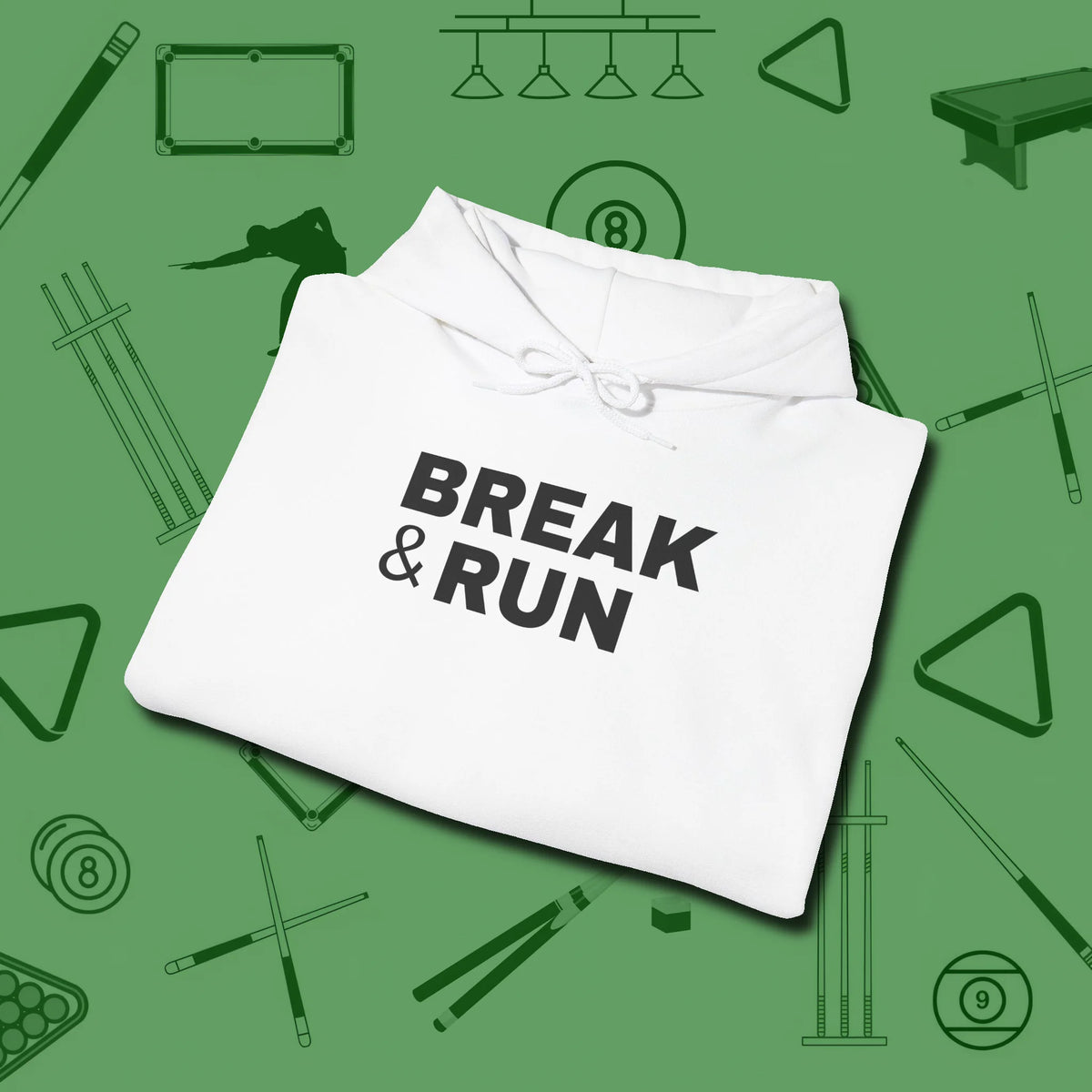 Break & Run Hoodie, folded view, in White put your best game on display