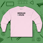Break & Run Long Sleeve Tee, in Light Pink color, billiards shirt, front view