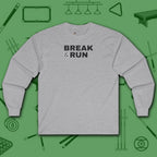 Break & Run Long Sleeve Tee, in Sport Grey color, billiards shirt, front view