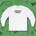 Break & Run Long Sleeve Tee, in White color, billiards shirt, front view