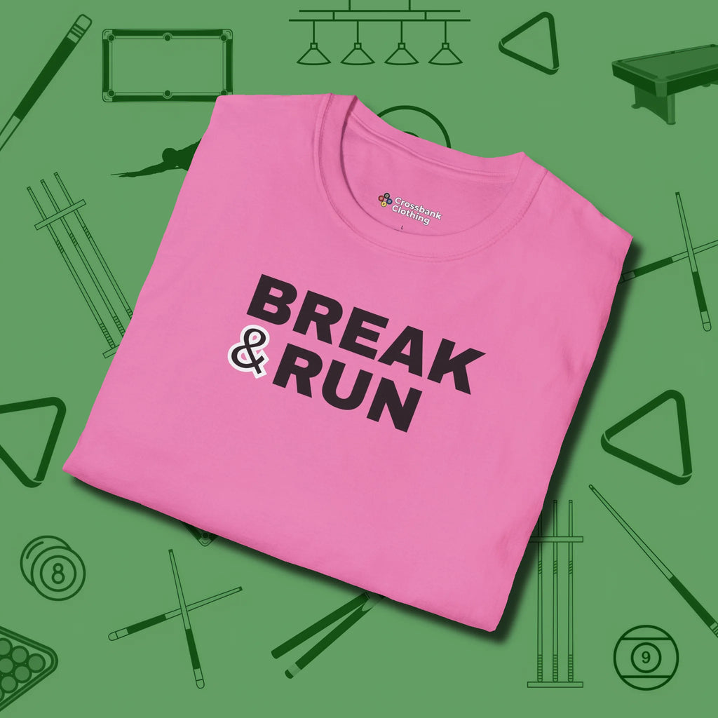 Break & Run T-Shirt, folded view, in Azalea put your best game on display
