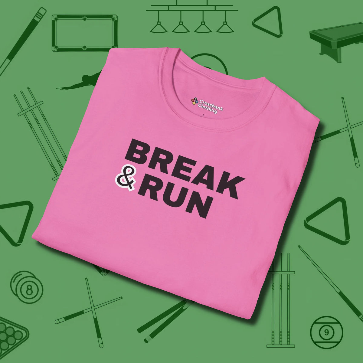Break & Run T-Shirt, folded view, in Azalea put your best game on display