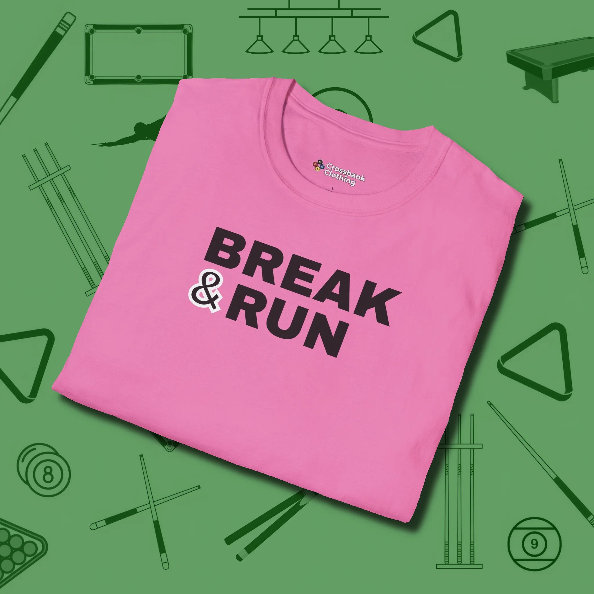 Break & Run T-Shirt, folded view, in Azalea put your best game on display