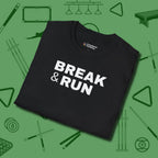 Break & Run T-Shirt, folded view, in Black cue sports swagger done right