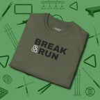Break & Run T-Shirt, folded view, in Military Green table-tested, street-approved style