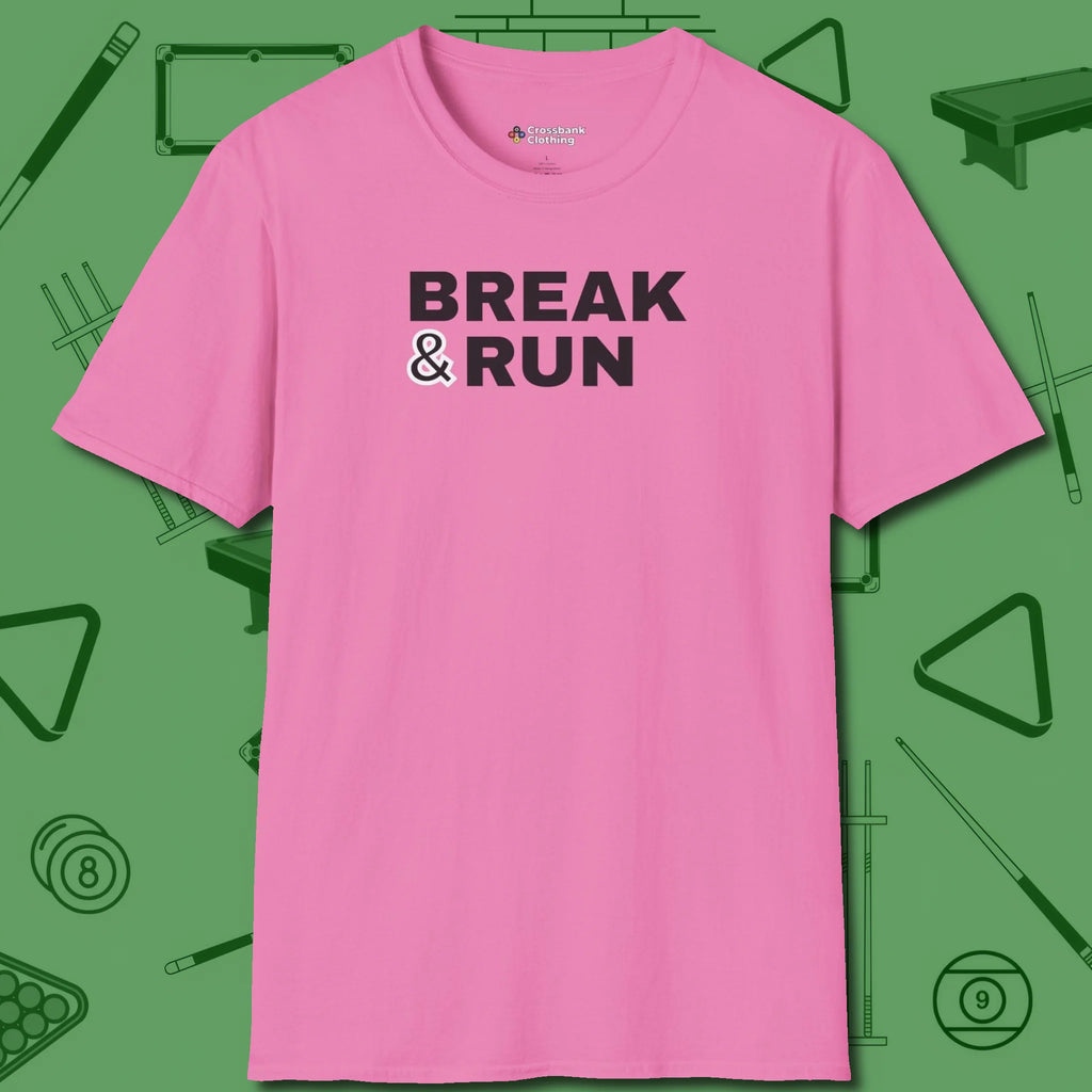 Break & Run T-Shirt, front view, in Azalea the shirt that plays position