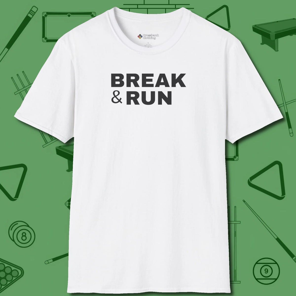 Break & Run T-Shirt, front view, in White cool under pressure, hot on the eyes