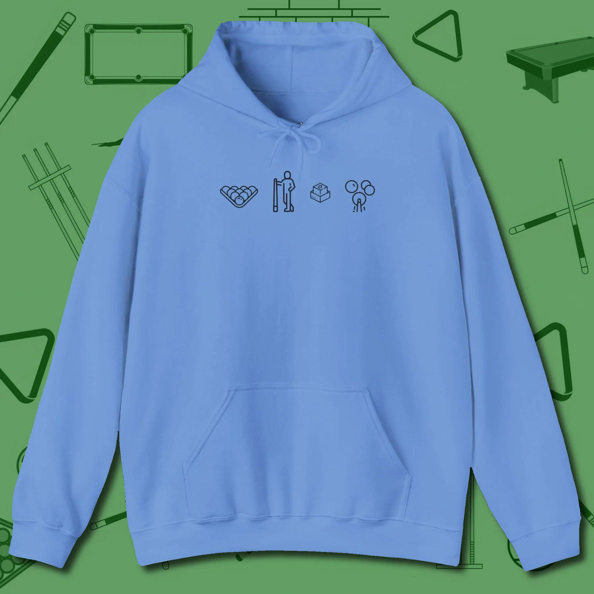 Break Sequence Hoodie, front view, in Carolina Blue because the table is your battlefield