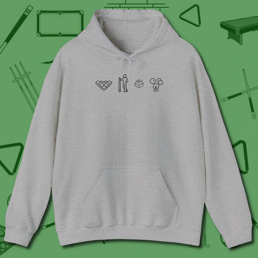 Break Sequence Hoodie, front view, in Sport Grey like your stroke — smooth and deliberate