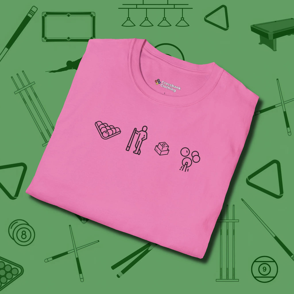 Break Sequence T-Shirt, folded view, in Azalea play in style, win in silence