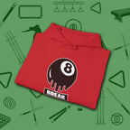 Break Society Hoodie, in Red color, billiards hoodie, folded view