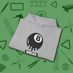 Break Society Hoodie, in Sport Grey color, billiards hoodie, folded view
