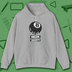 Break Society Hoodie, in Sport Grey color, billiards hoodie, front view