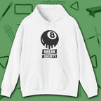 Break Society Hoodie, in White color, billiards hoodie, front view