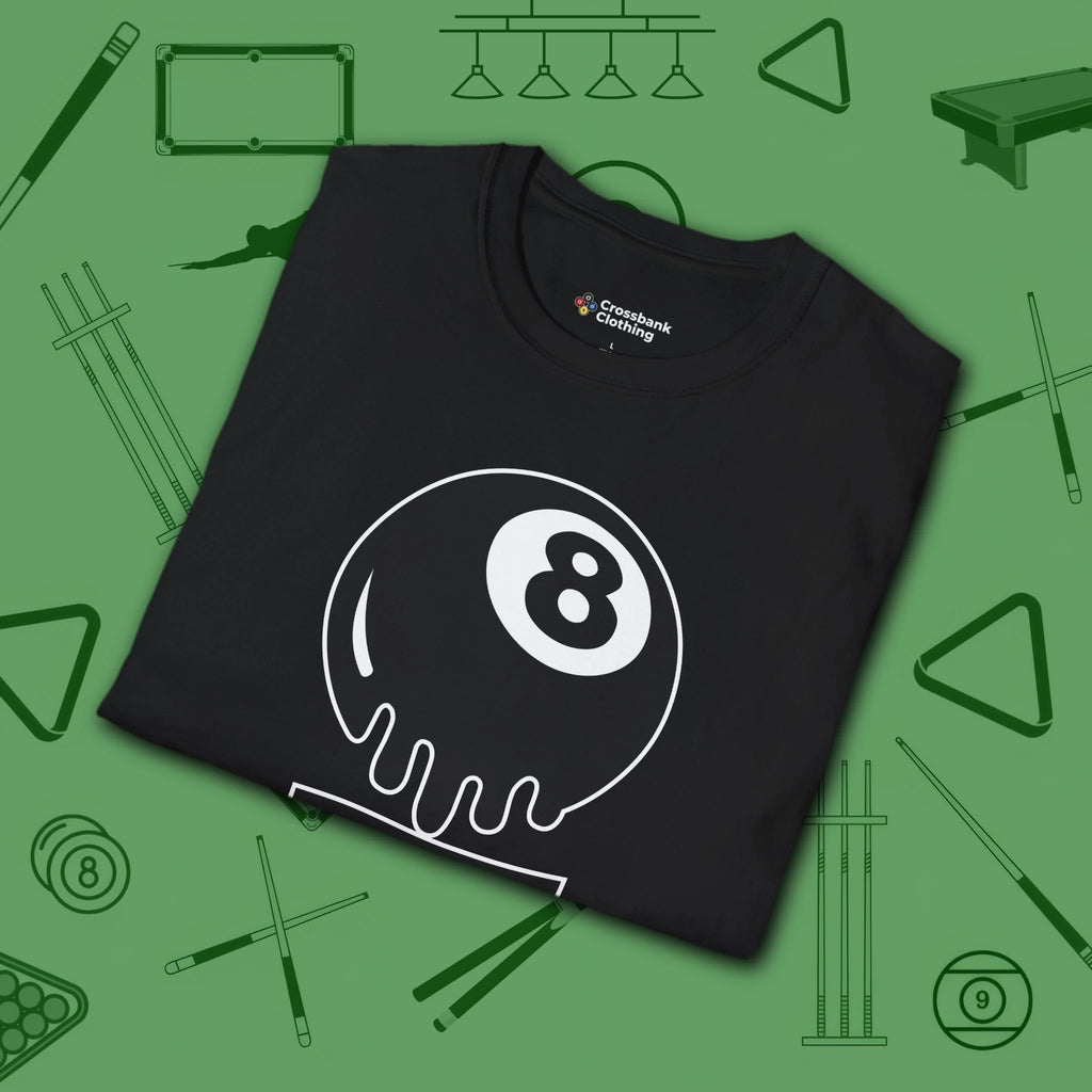 Break Society T-Shirt, in Black color, billiards shirt, folded view