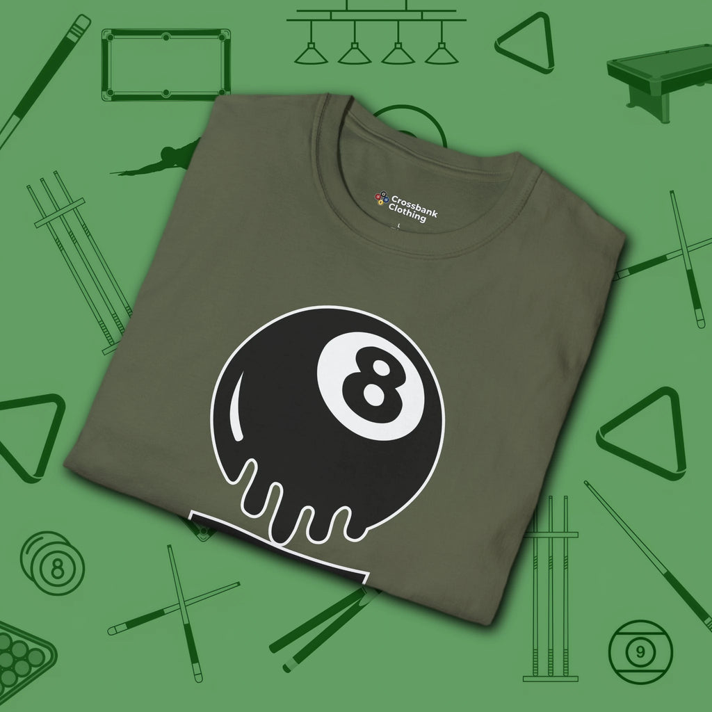 Break Society T-Shirt, in Military Green color, billiards shirt, folded view