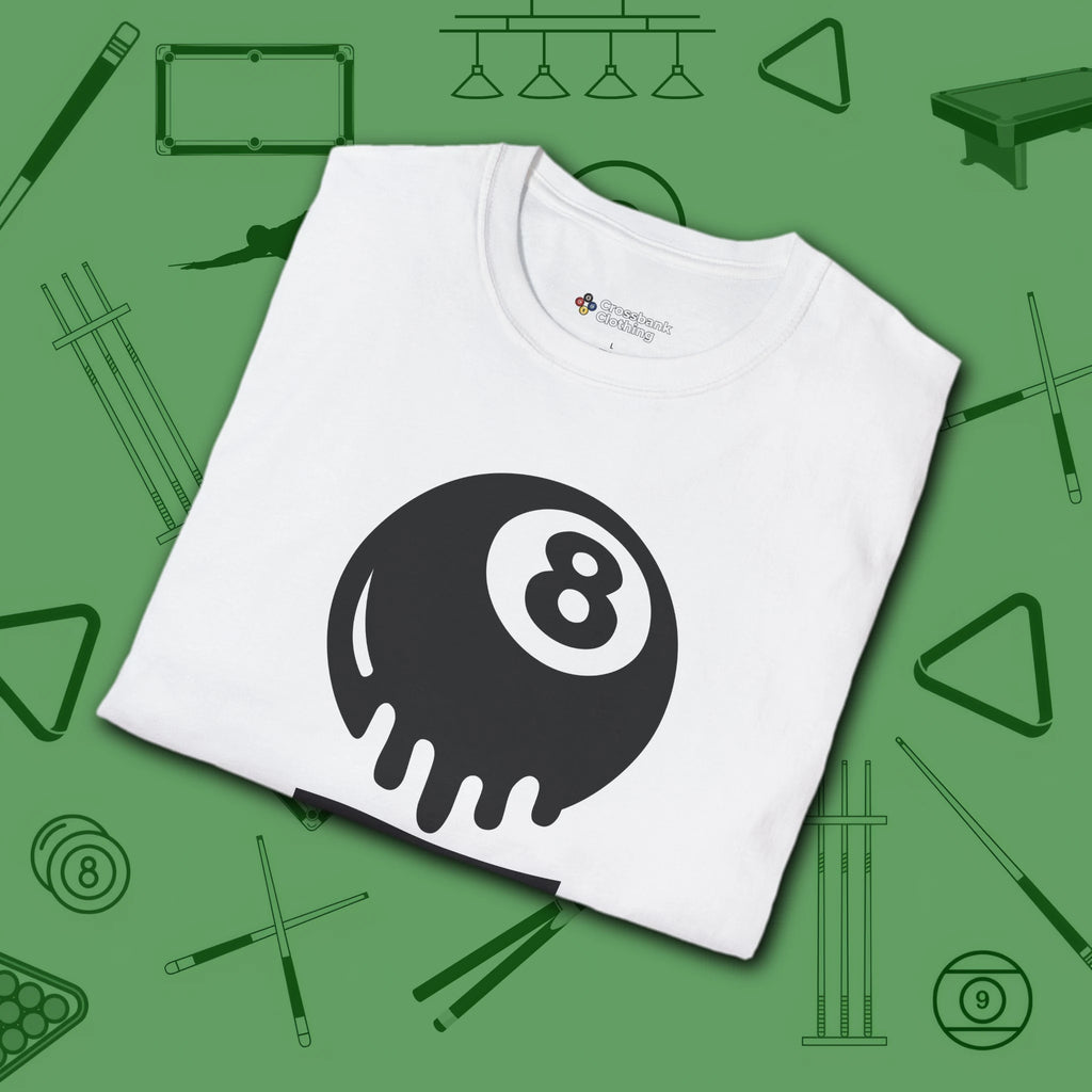 Break Society T-Shirt, in White color, billiards shirt, folded view
