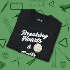 Breaking Hearts and Balls T-Shirt, in Black color, billiards shirt, folded view