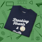 Breaking Hearts and Balls T-Shirt, in Navy color, billiards shirt, folded view