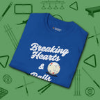 Breaking Hearts and Balls T-Shirt, in Royal color, billiards shirt, folded view