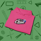 Call It Clean Ten Ball Hoodie, folded view, in Heliconia built for bold breaks and quiet confidence