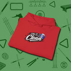 Call It Clean Ten Ball Hoodie, folded view, in Red dress for the shot you want to take
