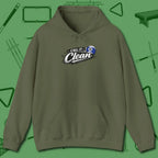 Call It Clean Ten Ball Hoodie, front view, in Military Green the official uniform of the after-hours crew