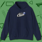 Call It Clean Ten Ball Hoodie, front view, in Navy made for pool sharks, not posers