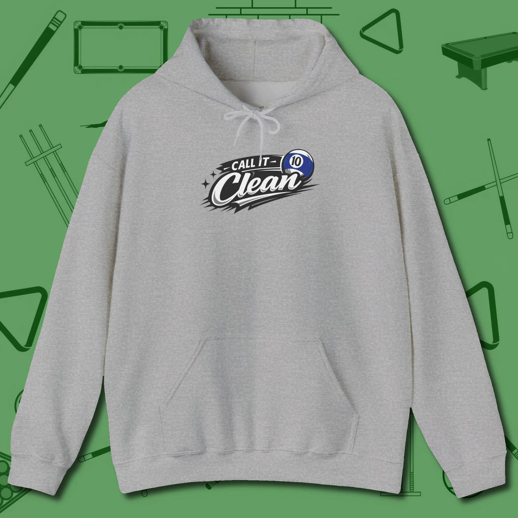 Call It Clean Ten Ball Hoodie, front view, in Sport Grey look good while calling your pocket
