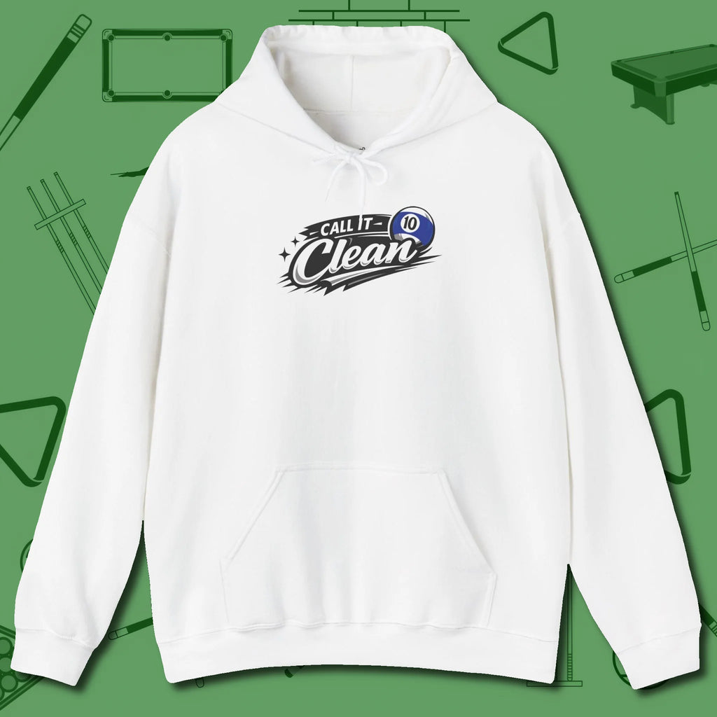Call It Clean Ten Ball Hoodie, front view, in White the official uniform of the after-hours crew