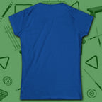 Celestial Zen 8 Ball Women's Tee, in Royal color, billiards shirt, back view