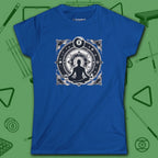 Celestial Zen 8 Ball Women's Tee, in Royal color, billiards shirt, front view