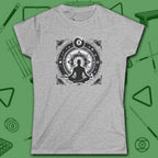 Celestial Zen 8 Ball Women's Tee, in Sport Grey color, billiards shirt, front view