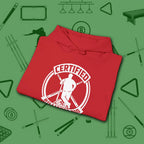 Certified Billiards Bod Hoodie, in Red color, pool hoodie, folded view