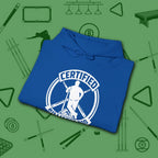 Certified Billiards Bod Hoodie, in Royal color, pool hoodie, folded view