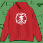 Certified Billiards Bod Hoodie, in Red color, pool hoodie, front view