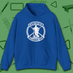 Certified Billiards Bod Hoodie, in Royal color, pool hoodie, front view