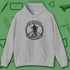 Certified Billiards Bod Hoodie, in Sport Grey color, pool hoodie, front view
