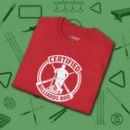 Certified Billiards Bod T-Shirt, in Red color, pool shirt, folded view