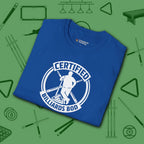 Certified Billiards Bod T-Shirt, in Royal color, pool shirt, folded view