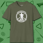 Certified Billiards Bod T-Shirt, in Military Green color, pool shirt, front view