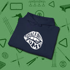 Chalk Dirty to Me Hoodie, folded view, in Navy like your stroke — smooth and deliberate
