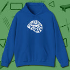 Chalk Dirty to Me Hoodie, front view, in Royal precise, confident, always in control