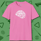 Chalk Dirty to Me T-Shirt, front view, in Azalea because you don’t just play — you represent