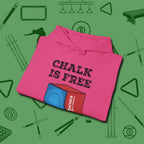 Chalk is Free Hoodie, folded view, in Heliconia built for bold breaks and quiet confidence
