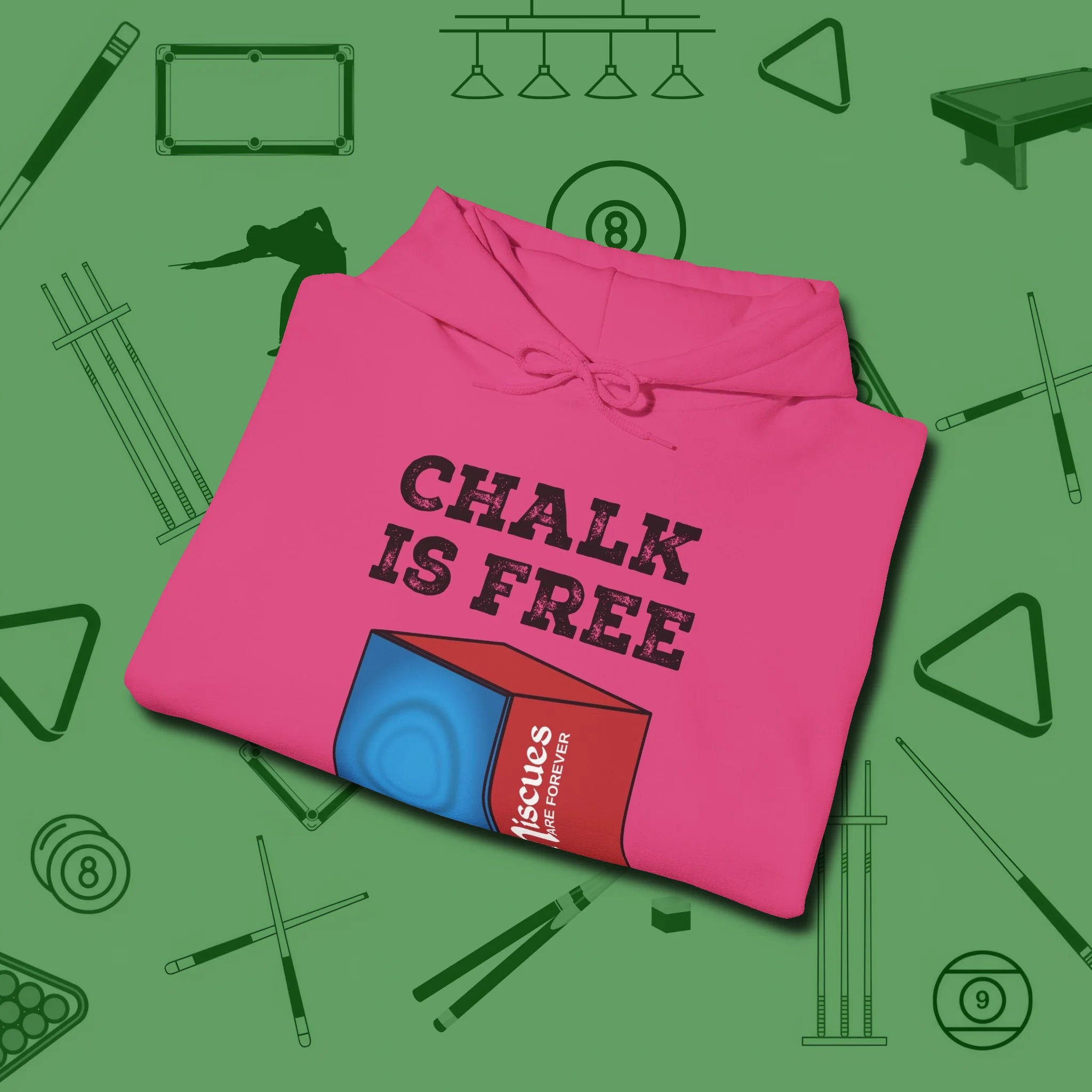 Chalk is Free Hoodie, folded view, in Heliconia built for bold breaks and quiet confidence