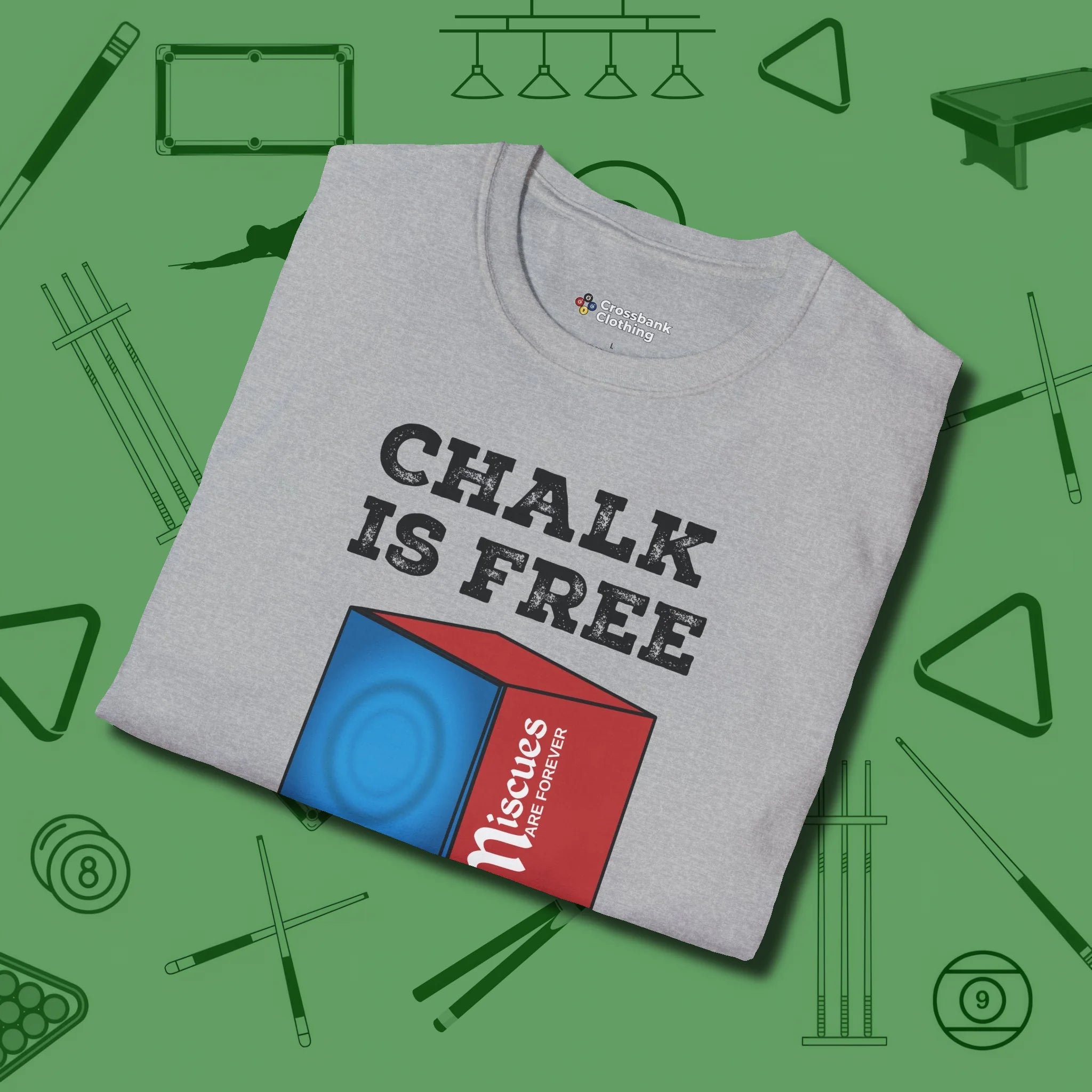 Chalk is Free T-Shirt, folded view, in Sport Grey the official uniform of the after-hours crew