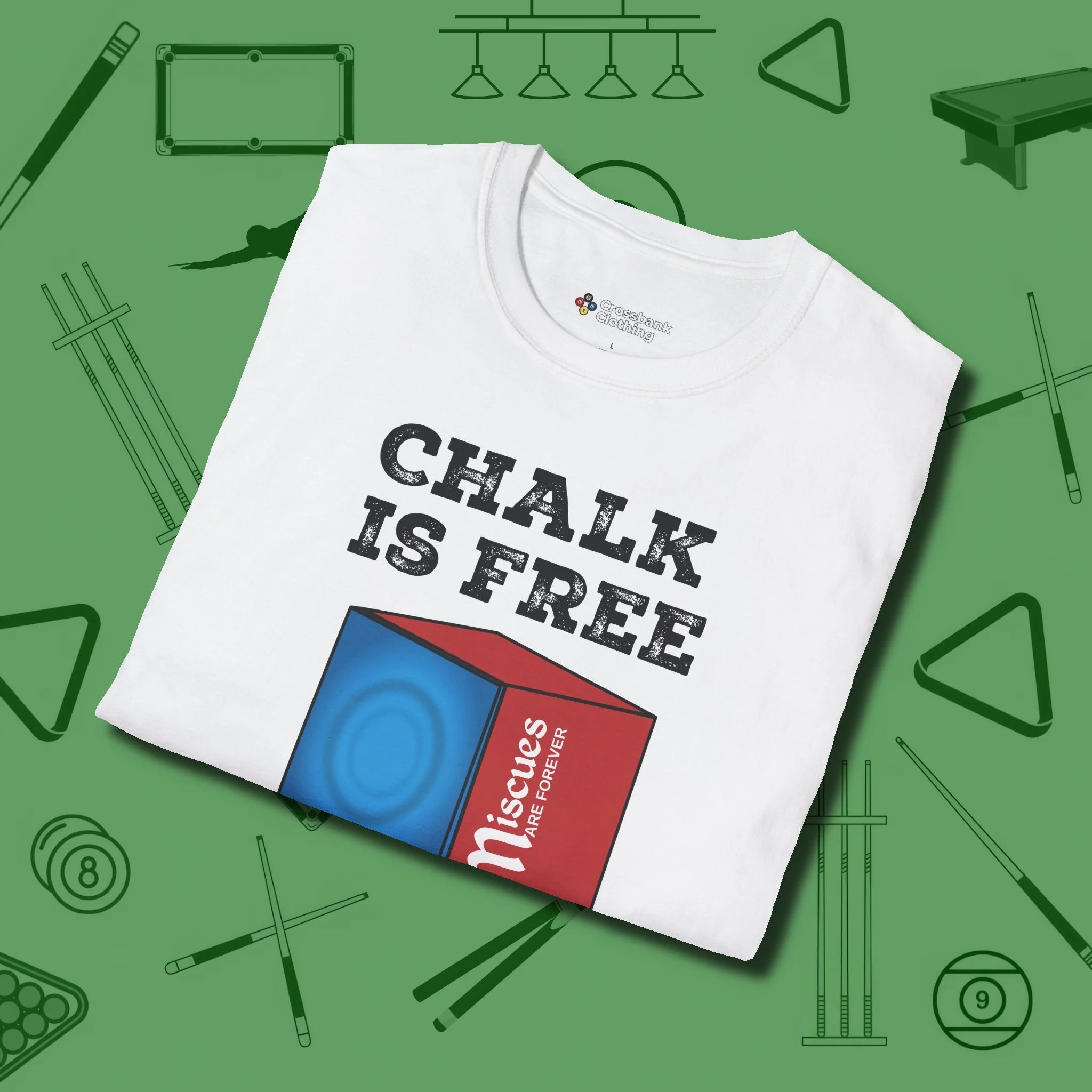 Chalk is Free T-Shirt, folded view, in White the shirt that plays position